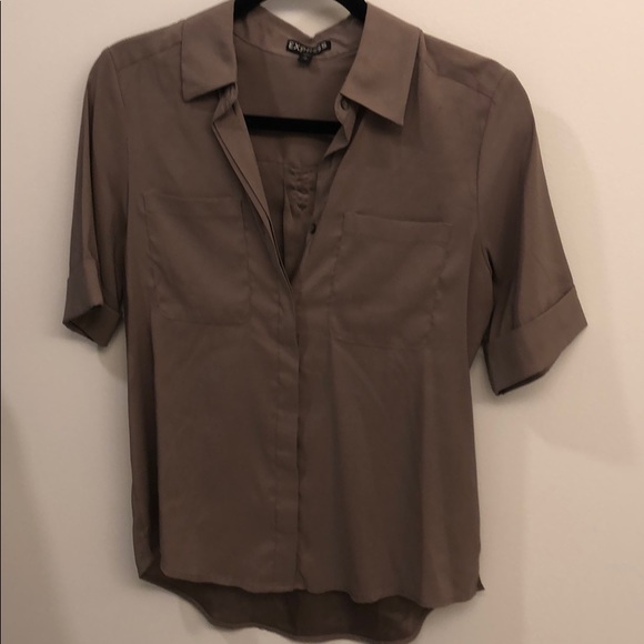 Express short sleeved button down - taupe colored - Picture 1 of 4